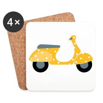Scooter Dots Yellow Pattern Points Holiday Summer Fun - Coasters (set of 4) - white - Front