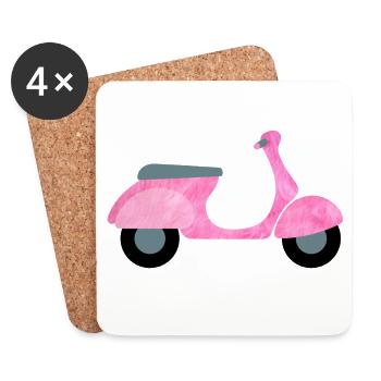 Scooter Fluffy Plush Vintage Girl Girl Fun - Coasters (set of 4) - white - Front