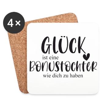 Tochter Bonustochter Kind Familie Geschenk Glück - Untersetzer (4er-Set) - Weiß - Vorne