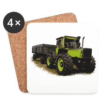 MB trac 1600 turbo mit Anhänger - Untersetzer (4er-Set) - Weiß - Vorne