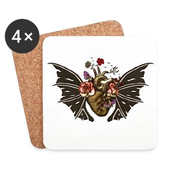 Stunning steampunk heart with wings - Coasters (set of 4) - white - Front