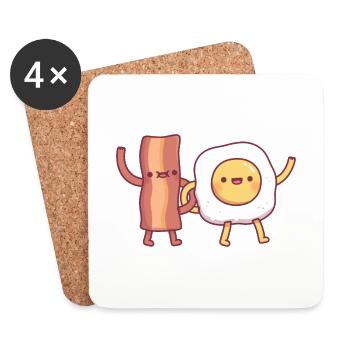 Mignon bacon et œuf meilleurs amis - Dessous de verre (lot de 4) - blanc - Devant