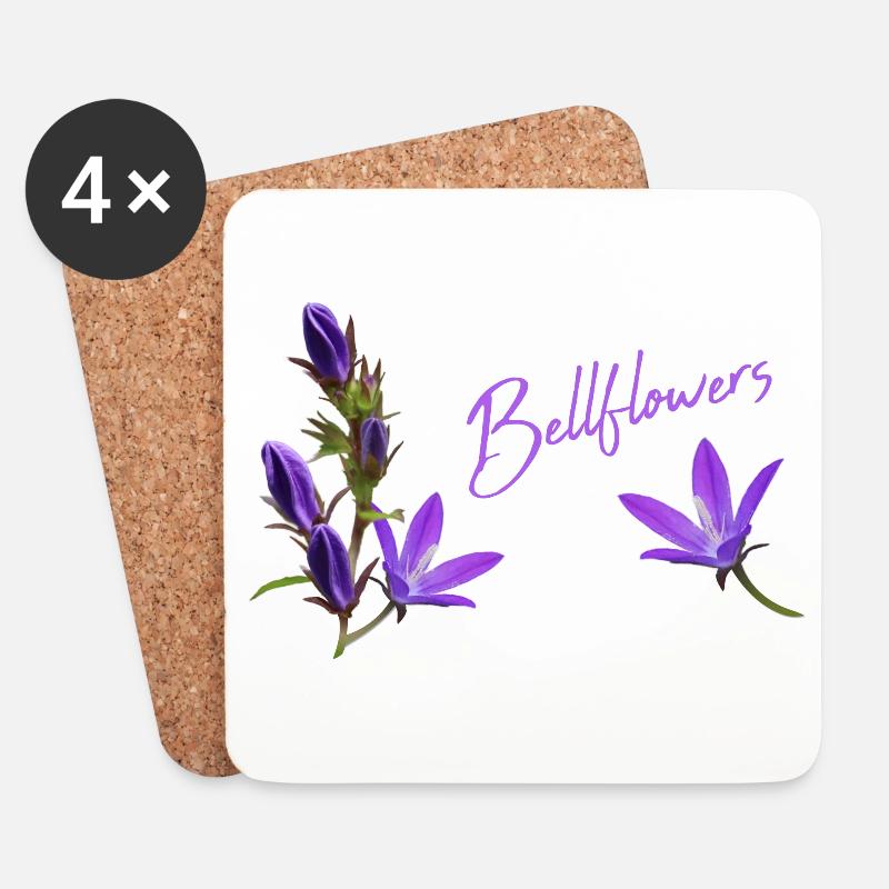 Glockenblumen lila Blumen - Untersetzer (4er-Set) - Weiß