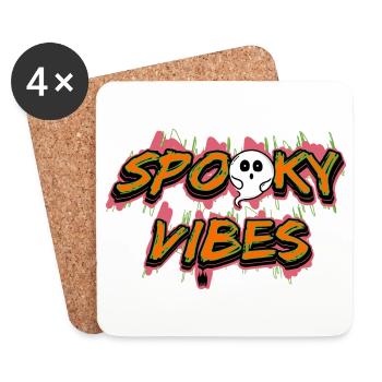 Süße Geister Halloween Sprüche Spooky Vibes - Untersetzer (4er-Set) - Weiß - Vorne