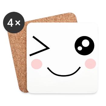 cute face kawaii - Coasters (set of 4) - white - Front