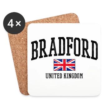 Bradford Flaggen-Shirt – UK Stadtmotiv - Untersetzer (4er-Set) - Weiß - Vorne