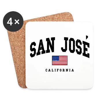 Motif du drapeau de San Jose, Californie, États-Unis - Dessous de verre (lot de 4) - blanc - Devant