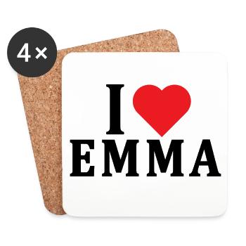 t-shirt I love Emma t-shirt gift idea - Coasters (set of 4) - white - Front