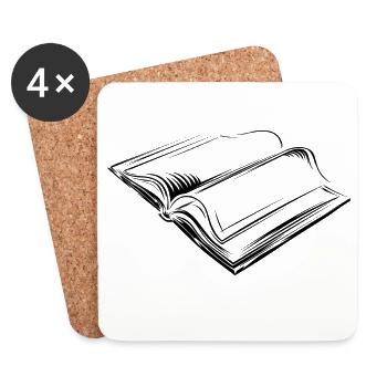 Buch book Illustration sketch icon Symbol Bücher - Untersetzer (4er-Set) - Weiß - Vorne