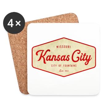 Kansas City États-Unis - Dessous de verre (lot de 4) - blanc - Devant