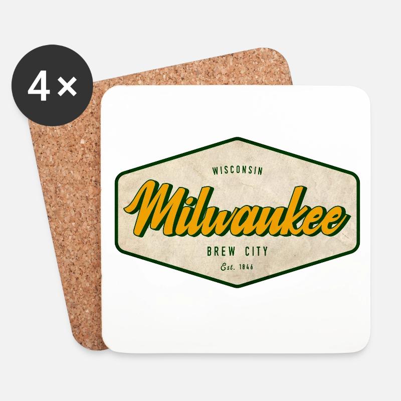 Milwaukee Retro Bierzeichen - Untersetzer (4er-Set) - Weiß