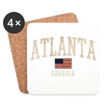 Atlanta Georgia Retro Flag Tee - Coasters (set of 4) - white - Front