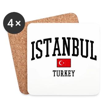 Motif du drapeau d’Istanbul Turquie Graphique - Dessous de verre (lot de 4) - blanc - Devant