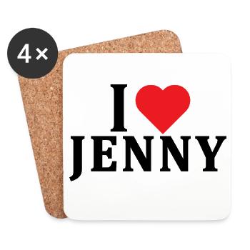t-shirt I love Jenny t-shirt gift idea - Coasters (set of 4) - white - Front