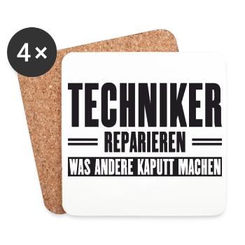 Slogan de soutien technicien de service pour les artisans - Dessous de verre (lot de 4) - blanc - Devant