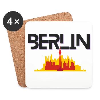 Silhouette de la silhouette de la ligne d’horizon de Berlin - Dessous de verre (lot de 4) - blanc - Devant