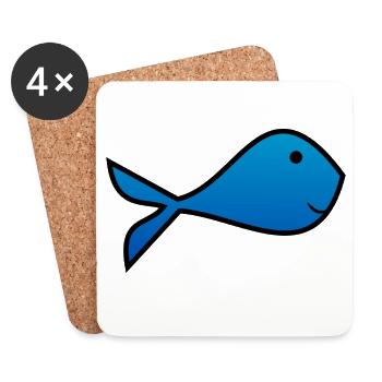 SARDINE. POISSON. POISSON D'AVRIL. PÂQUES. MER - Dessous de verre (lot de 4) - blanc - Devant