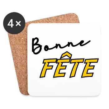 BONNE FÊTE. FÊTE DES MÈRES. FÊTE DES PÈRES. FÊTE - Dessous de verre (lot de 4) - blanc - Devant