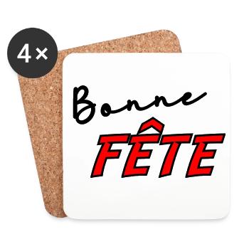 BONNE FÊTE. FÊTE DES MÈRES. FÊTE DES PÈRES. FÊTE - Dessous de verre (lot de 4) - blanc - Devant