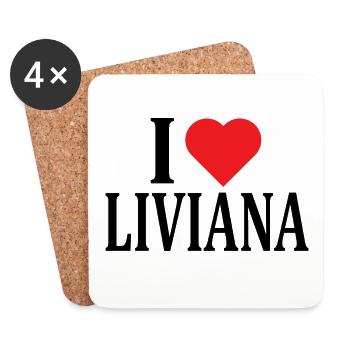 nom t-shirt J’aime Liviana t-shirt idée cadeau - Dessous de verre (lot de 4) - blanc - Devant