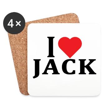 name t-shirt I love Jack t-shirt gift idea - Coasters (set of 4) - white - Front