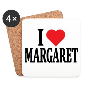 nom du t-shirt J’aime Margaret idée cadeau de t-shirt - Dessous de verre (lot de 4) - blanc - Devant