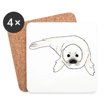 Seehund Baby - Untersetzer (4er-Set) - Weiß - Vorne