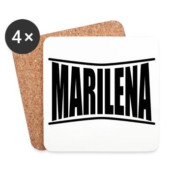 nom du t-shirt Marilena idée cadeau t-shirt - Dessous de verre (lot de 4) - blanc - Devant