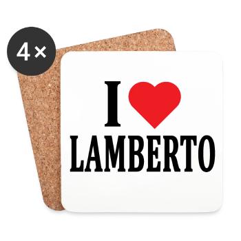Name T-Shirt Ich liebe Lamberto T-Shirt Geschenkidee - Untersetzer (4er-Set) - Weiß - Vorne