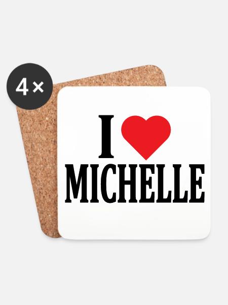 T-Shirt Name I love Michelle T-Shirt Geschenkidee - Untersetzer (4er-Set) - Weiß