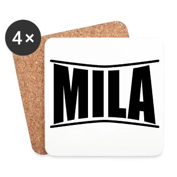 t-shirt nom Mila t-shirt idée cadeau t-shirt - Dessous de verre (lot de 4) - blanc - Devant
