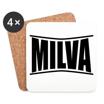 nom du t-shirt Idée cadeau Milva t-shirt - Dessous de verre (lot de 4) - blanc - Devant