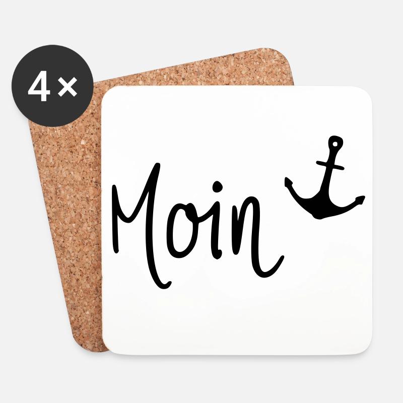 Moin mit Anker - Untersetzer (4er-Set) - Weiß