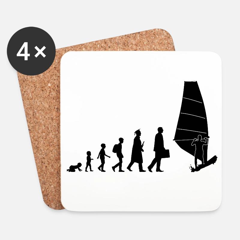 Entwicklung des Windsurfens - Untersetzer (4er-Set) - Weiß