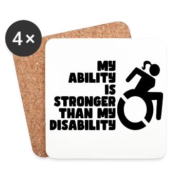 My ability is stronger than my disability. Ladies* - Coasters (set of 4) - white - Front