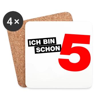 Ich bin schon 5 - Untersetzer (4er-Set) - Weiß - Vorne