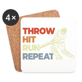 Throw Hit Run Repeat - Coasters (set of 4) - white - Front