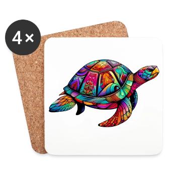 Tortue marine - Dessous de verre (lot de 4) - blanc - Devant