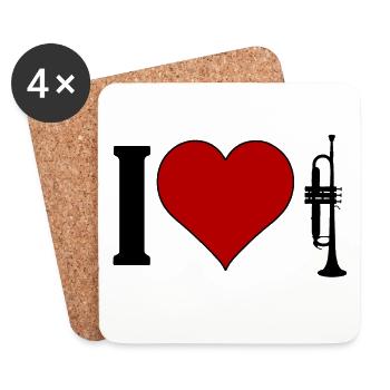 I ♥️ TRUMPET | I love trumpet - Coasters (set of 4) - white - Front