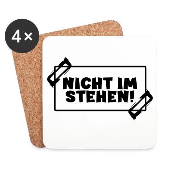 Toilettensprüche - NICHT IM STEHEN - Untersetzer (4er-Set) - Weiß - Vorne