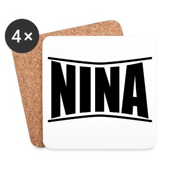 T-Shirt Nina T-Shirt Geschenkidee - Untersetzer (4er-Set) - Weiß - Vorne
