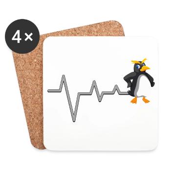 Pinguin Herzschlag Spaß - Untersetzer (4er-Set) - Weiß - Vorne