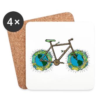 Planet Bike, Vélo Esthétique Green Planet Earth - Dessous de verre (lot de 4) - blanc - Devant
