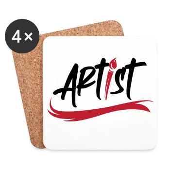 artist brush logo art icon brush stroke icon - Coasters (set of 4) - white - Front