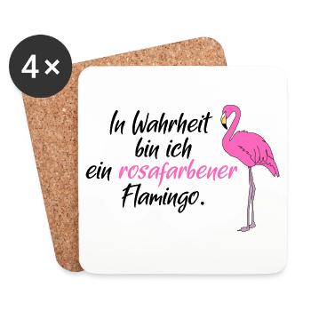 Flamingo Vogel Paradiesvogel Spruch Sprüche rosa - Untersetzer (4er-Set) - Weiß - Vorne