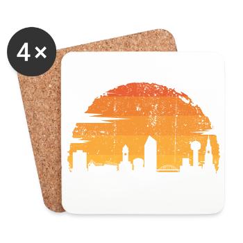 Urban Sunset Silhouette - Coasters (set of 4) - white - Front