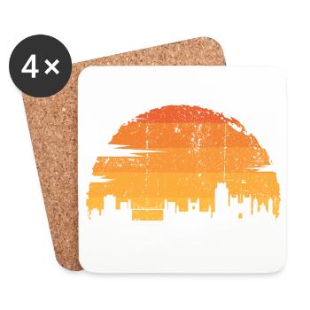 Sunset City Skyline Silhouette - Coasters (set of 4) - white - Front