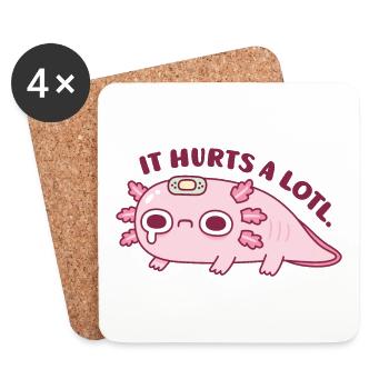 Sad Axolotl It Hurts A Lotl Pun - Coasters (set of 4) - white - Front