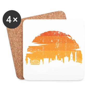 Silhouette d’horizon du coucher de soleil - Dessous de verre (lot de 4) - blanc - Devant
