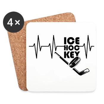 Herzschlag icehockey puls Eishockey Symbol Team - Untersetzer (4er-Set) - Weiß - Vorne